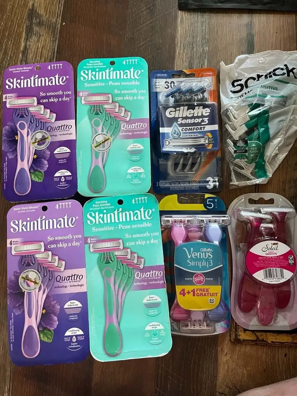 Assorted Women's Disposable Razor Variety Lot (Skintimate, Gillette, Schick, Bic